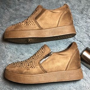 Tan Wedge Sneakers /Slip on loafers